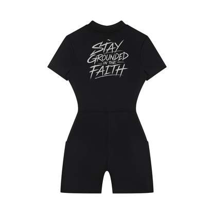 Women's Quarter-Zip Short Sleeve Romper