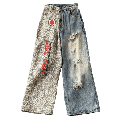 Wild & Blessed Distressed Leopard Print Ripped Jeans