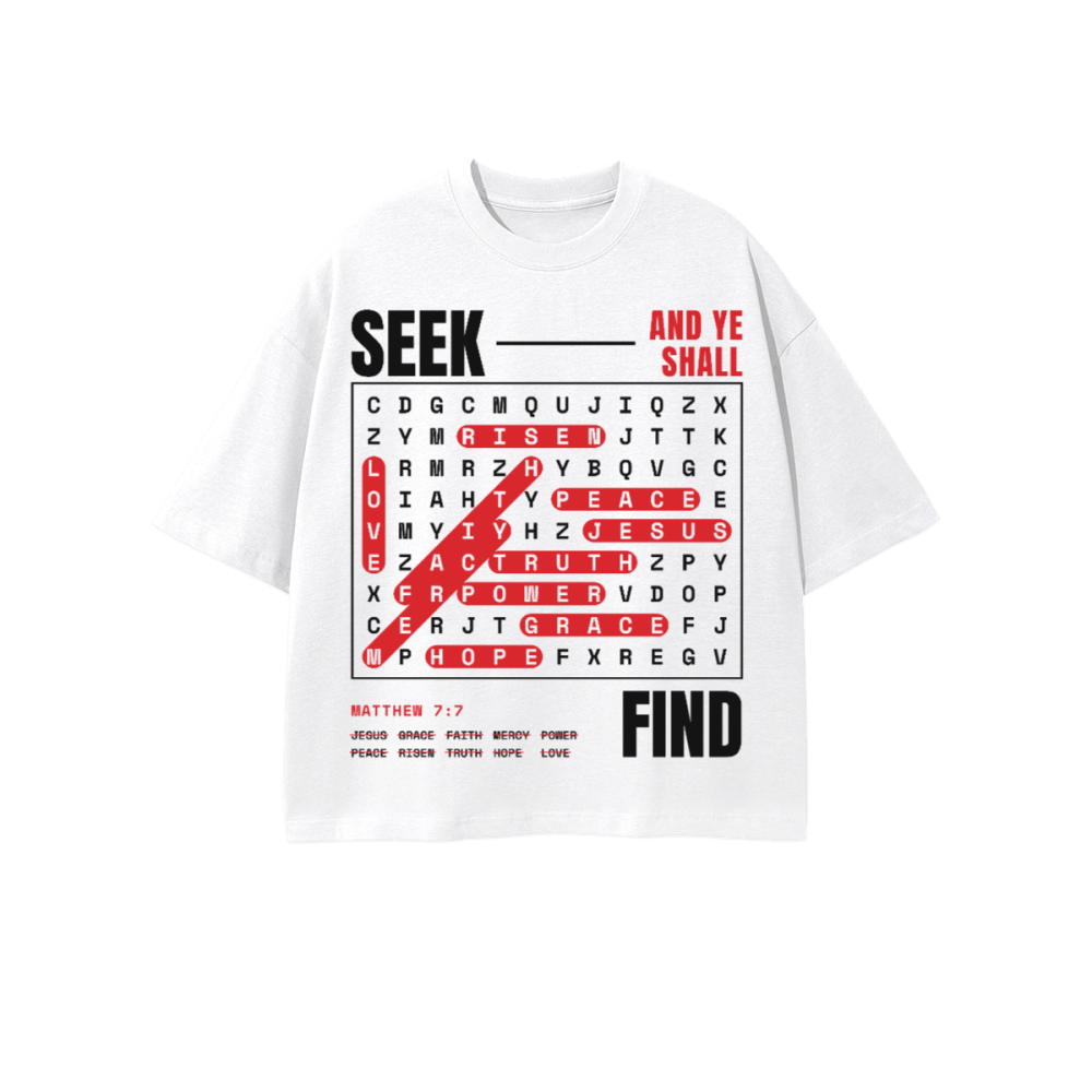 Seek:Find Heavyweight 100% Combed Cropped Oversized Tee