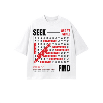 Seek:Find Heavyweight 100% Combed Cropped Oversized Tee