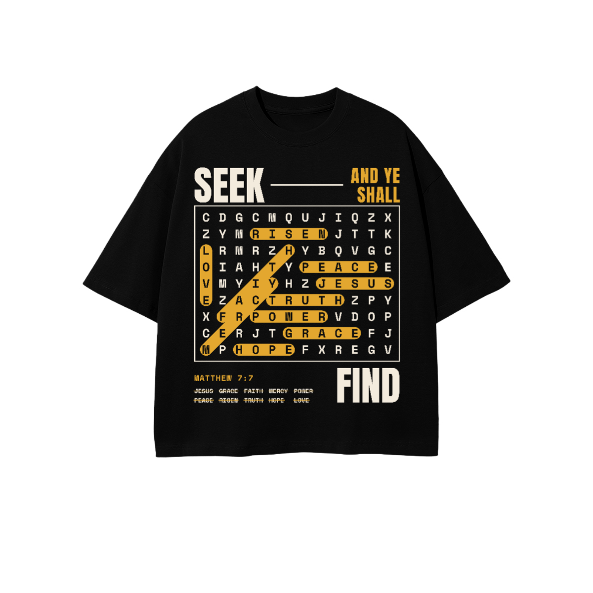 Seek:Find Heavyweight 100% Combed Cropped Oversized Tee