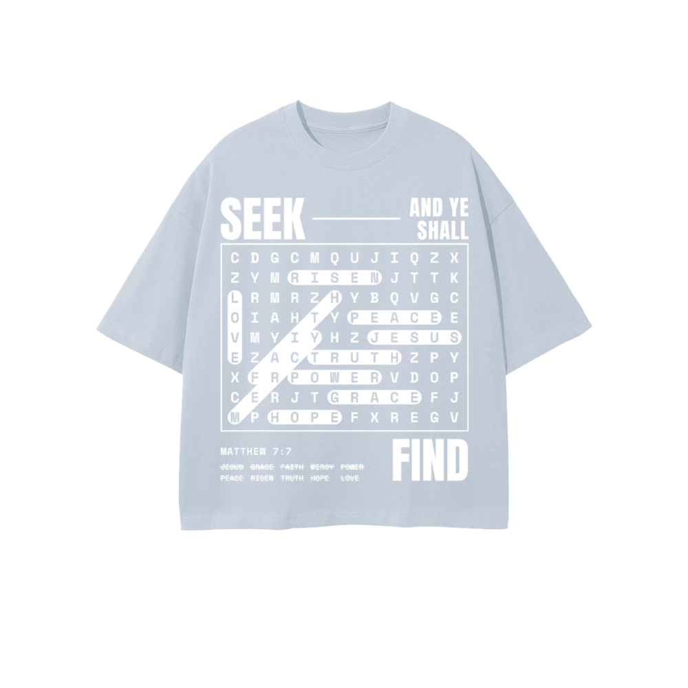 Seek:Find Heavyweight 100% Combed Cropped Oversized Tee