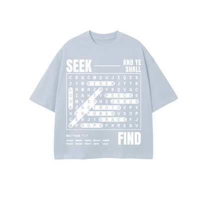 Seek:Find Heavyweight 100% Combed Cropped Oversized Tee