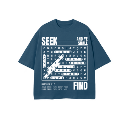 Seek:Find Heavyweight 100% Combed Cropped Oversized Tee