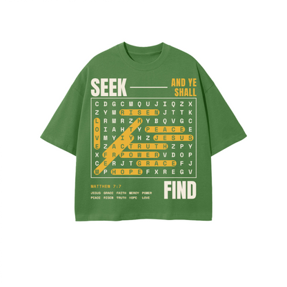 Seek:Find Heavyweight 100% Combed Cropped Oversized Tee