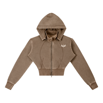 Vintage Washed Cropped Fleece Hoodie