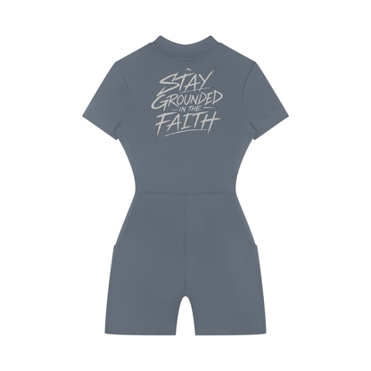 Women's Quarter-Zip Short Sleeve Romper