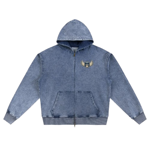 "Stitched By Faith" Oversized Zip-Up Hoodie