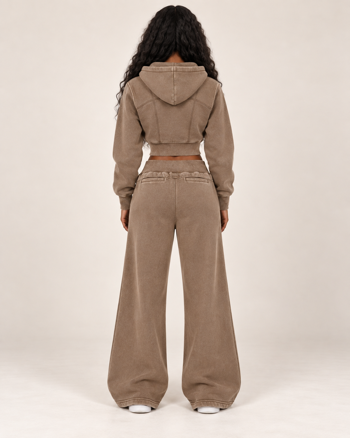 Vintage Washed Cropped Fleece Hoodie