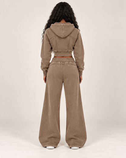 Vintage Washed Cropped Fleece Hoodie