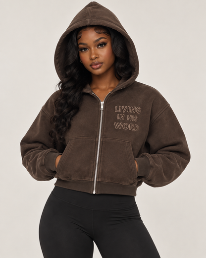 "Living In His Word" Women Boxy Hoodie