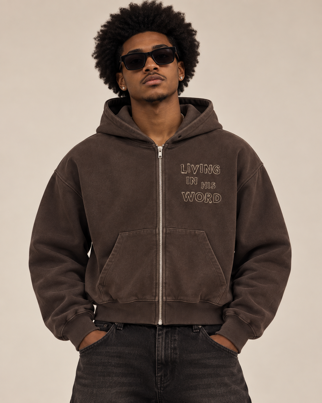 "Living In His Word" Men Boxy Hoodie