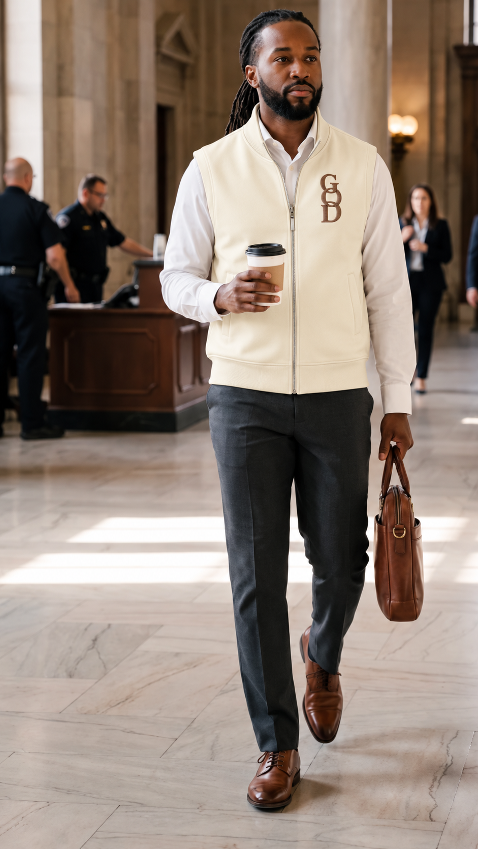 G. O. D Essential Cream Vest “The Prayer Club”