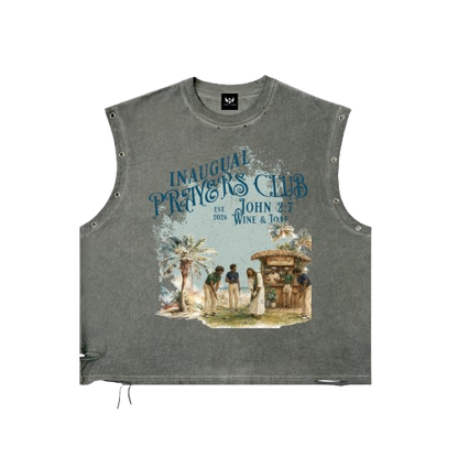 MÑB Distressed Eyelet “The Prayers Club”  Tank Top