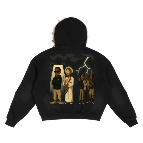 SunFade Boxy Detachable Fur Hoodie