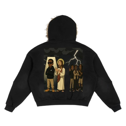 SunFade Boxy Detachable Fur Hoodie