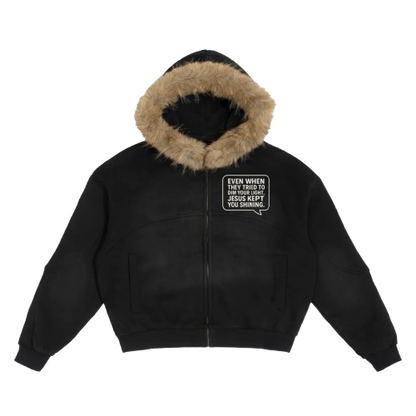 SunFade Boxy Detachable Fur Hoodie