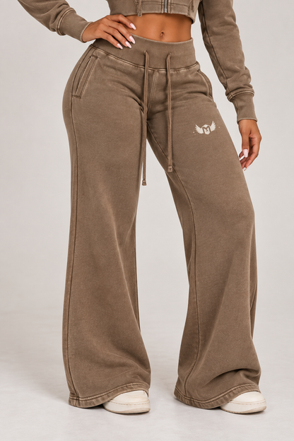 Vintage Washed Flared Fleece Pants