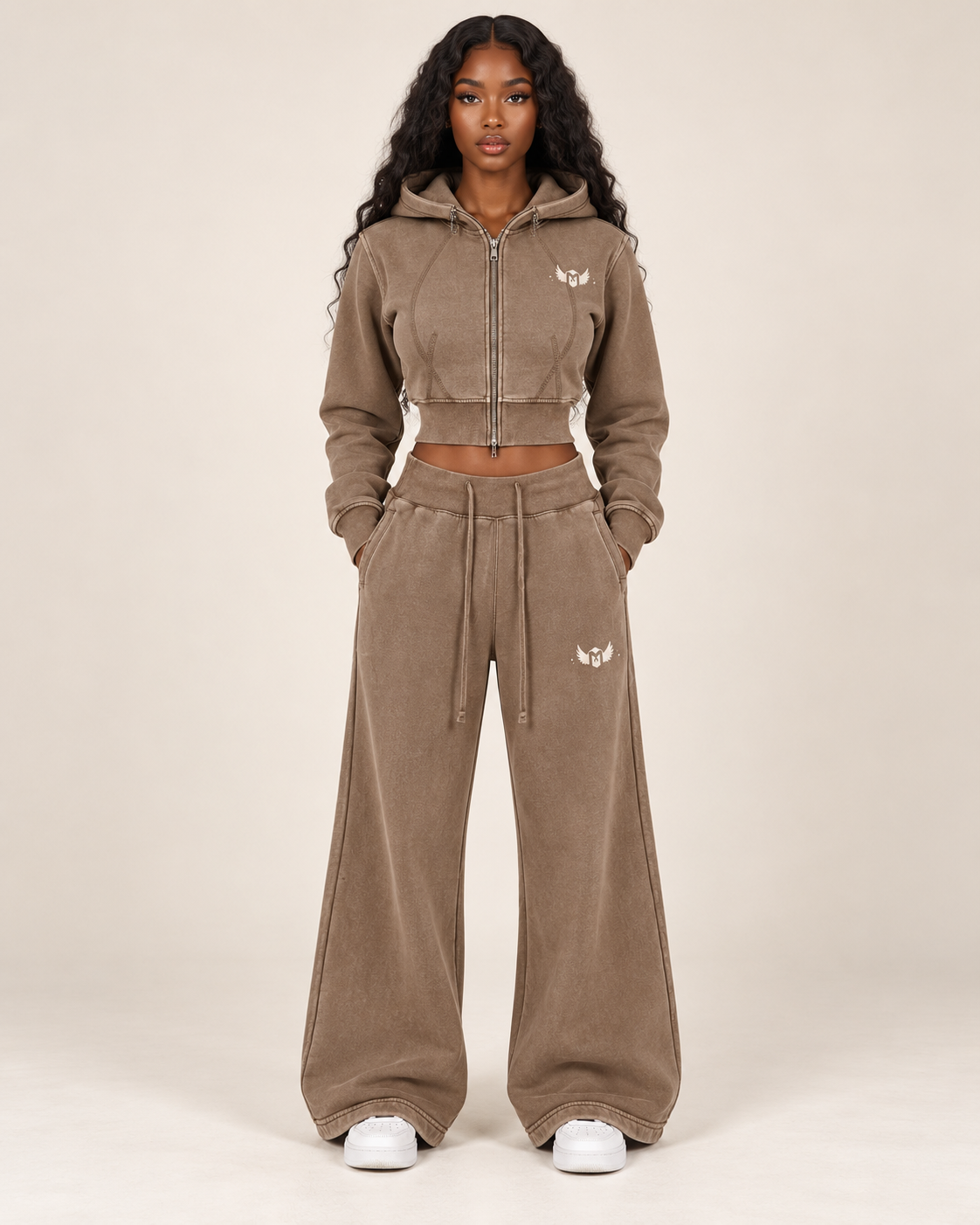 Vintage Washed Flared Fleece Pants