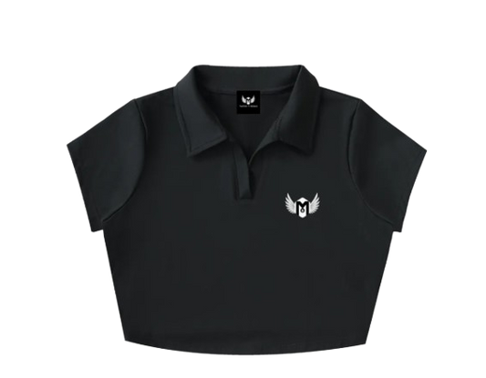 V-Neck Lapel Crop Top