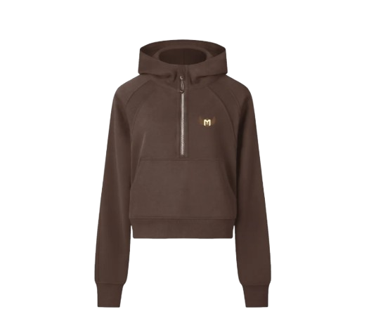 Women Premium Cropped Half-Zip Hoodie