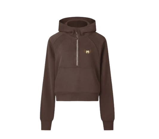 Women Premium Cropped Half-Zip Hoodie
