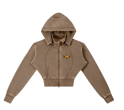 Vintage Washed Cropped Fleece Hoodie