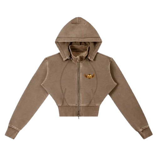 Vintage Washed Cropped Fleece Hoodie