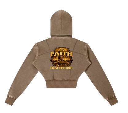 Vintage Washed Cropped Fleece Hoodie