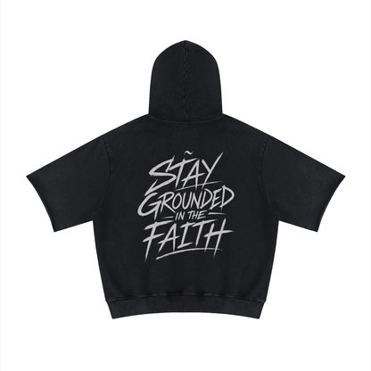 Unisex Mineral Wash Short Sleeve Hoodie