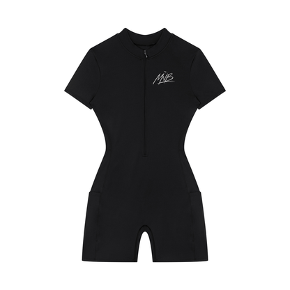 Women's Quarter-Zip Short Sleeve Romper