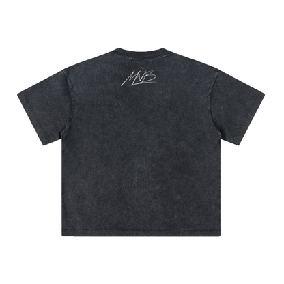 260GSM Unisex Heavyweight Re-Washed Distressed Crew Neck T-shirt Snowflake