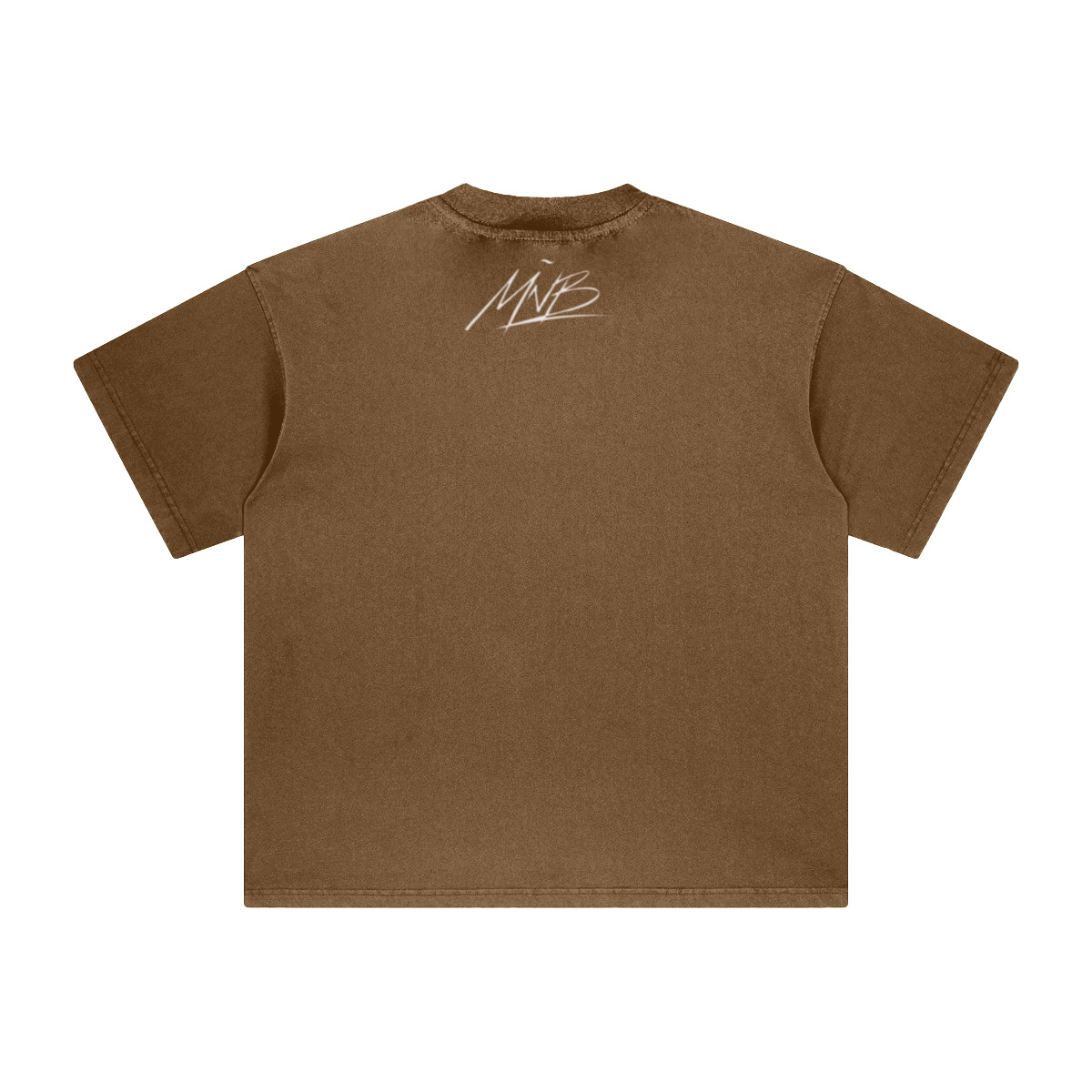 260GSM Unisex Heavyweight Re-Washed Distressed Crew Neck T-shirt Coffee Brown