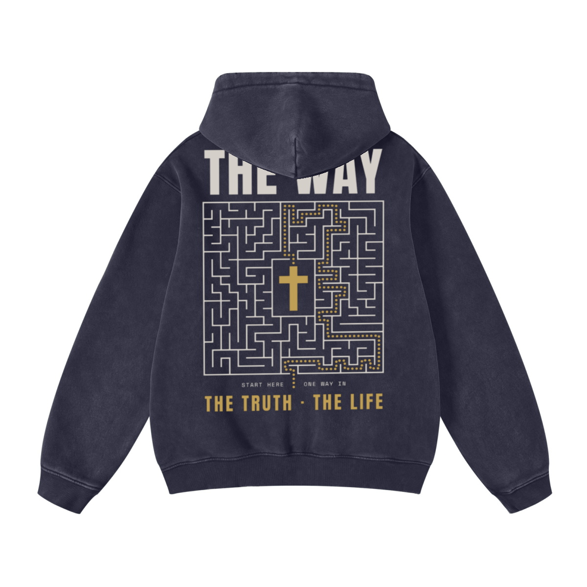 400GSM Unisex Heavyweight Distressed Snow-Wash Hoodie Royal Blue